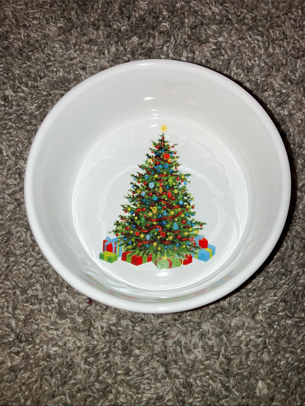 Martha Stewart For Macy’s White Ceramic Holiday Bowl Christmas Tree and Presents
